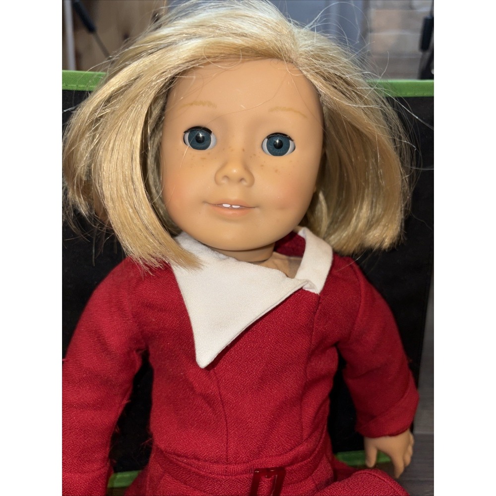 American Girl Doll Kit Kittredge Red Dress Shoes Blonde BlueEyes Freckles